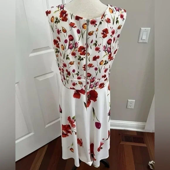 π GORGEOUS danny and nicole Cream/White Pink Floral Sleeveless Dress, size 16 - Picture 2 of 9